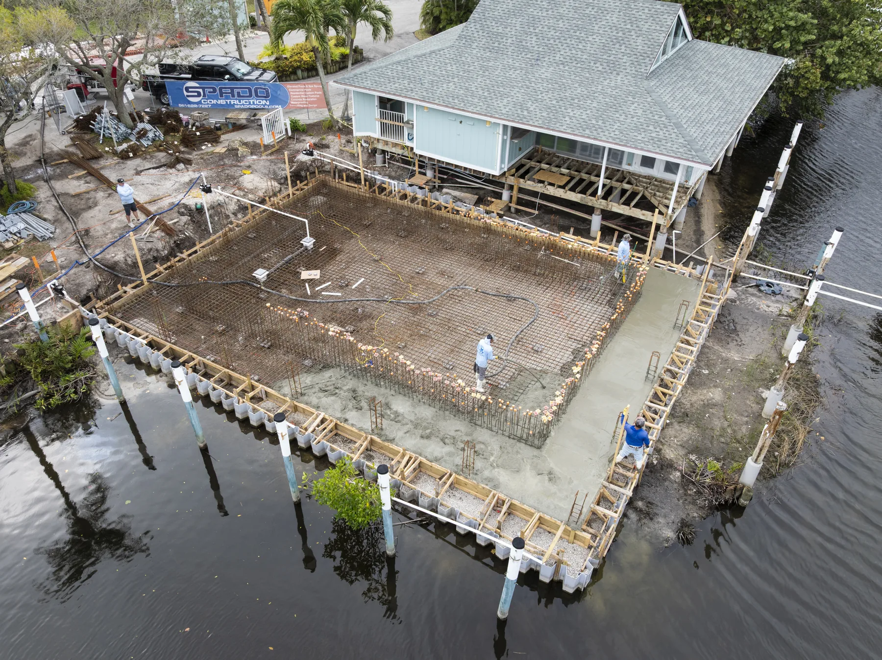 Hutchinson House elevated pool deck construction progress