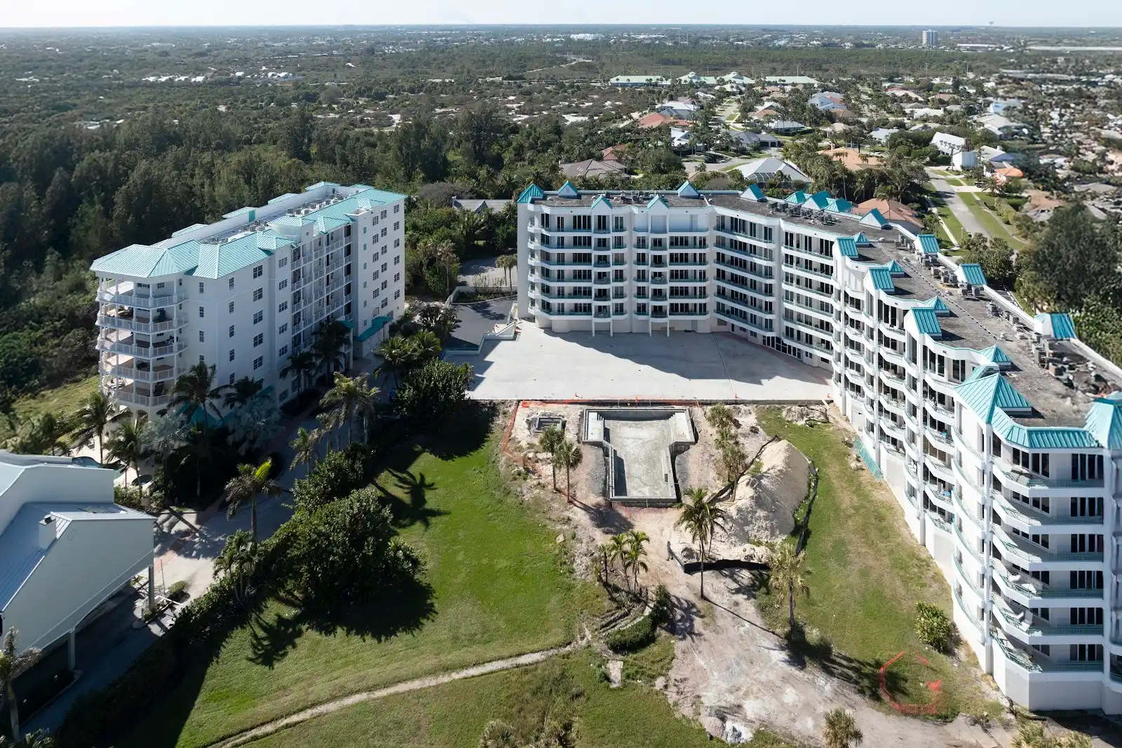 Aerial view of South Florida commercial construction project